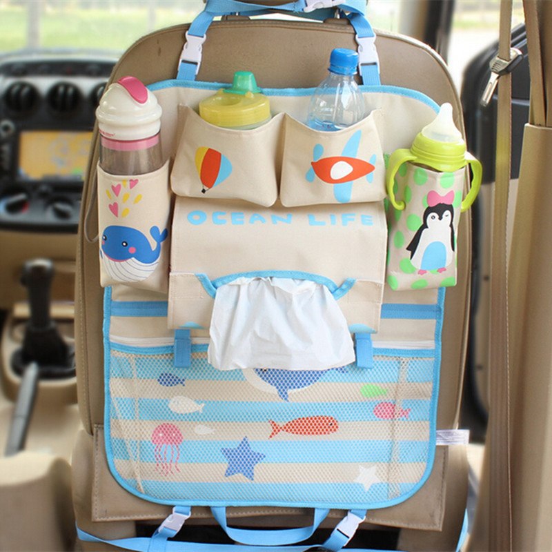 Bolsa de pañales de dibujos animados para mamá, organizador de asiento de coche con aislamiento térmico, bolsas de maternidad para bebe