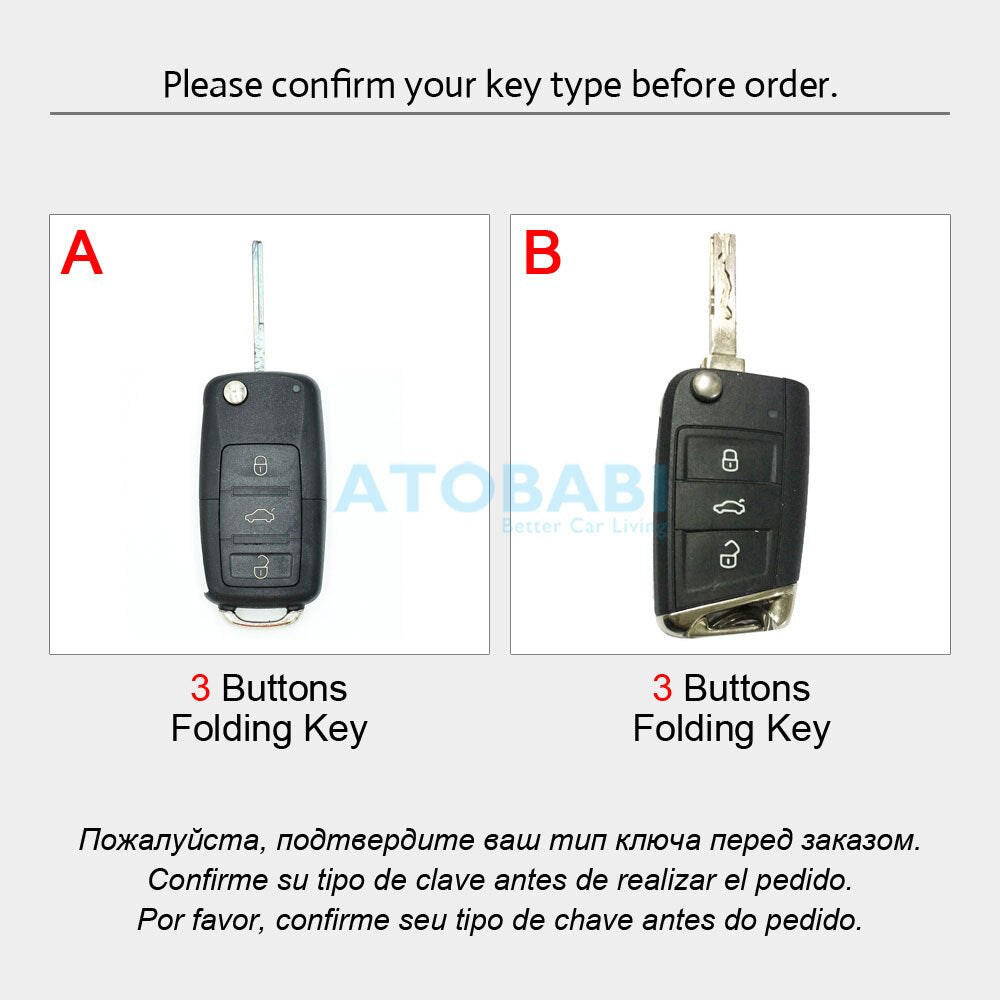 Funda de cuero para llave de coche para VW Volkswagen Polo Golf Passat Beetle Caddy T5 Up Eos Tiguan Skoda A5 SEAT Leon Altea Flip Remote Cover