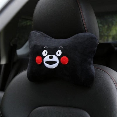 Bonita almohada para reposacabezas de coche con diseño de oso pardo, soporte para el cuello, cojín para asiento interior de coche, accesorios para coc