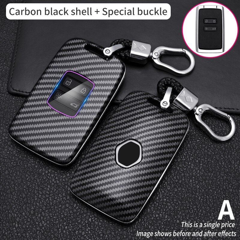 Funda de fibra de carbono para llave de coche Renault Koleos, Kadjar, Scenic, Megane, Sandero, Espace, Clio, Captur, Kangoo, Laguna, Talisman, Twingo