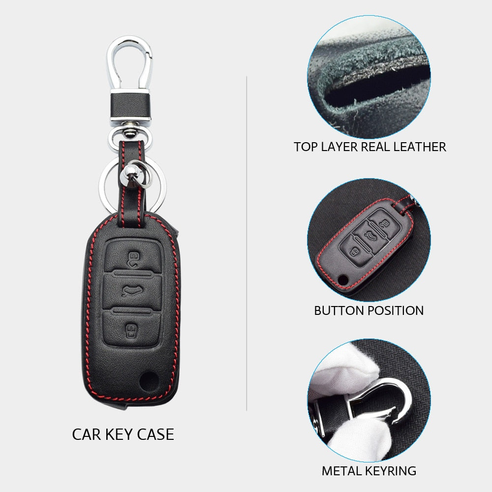Funda de cuero para llave de coche para VW Volkswagen Polo Golf Passat Beetle Caddy T5 Up Eos Tiguan Skoda A5 SEAT Leon Altea Flip Remote Cover