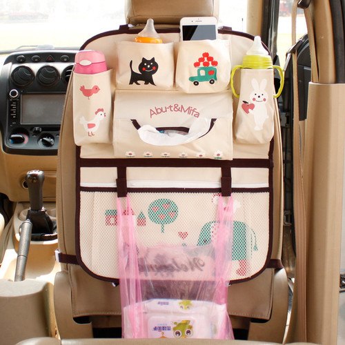 Bolsa de pañales de dibujos animados para mamá, organizador de asiento de coche con aislamiento térmico, bolsas de maternidad para bebe