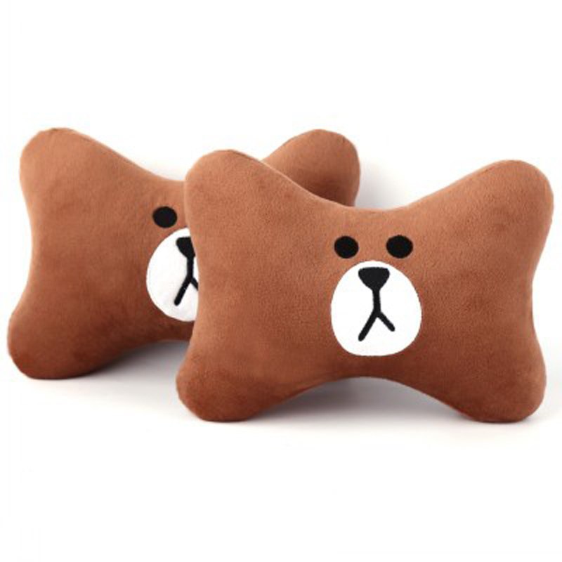 Bonita almohada para reposacabezas de coche con diseño de oso pardo, soporte para el cuello, cojín para asiento interior de coche, accesorios para coc