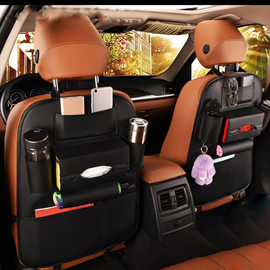 Bolsa organizadora para el respaldo del asiento del coche, de viaje, de piel sintética, universal, para guardar y ordenar, para niños y bebidas, acces