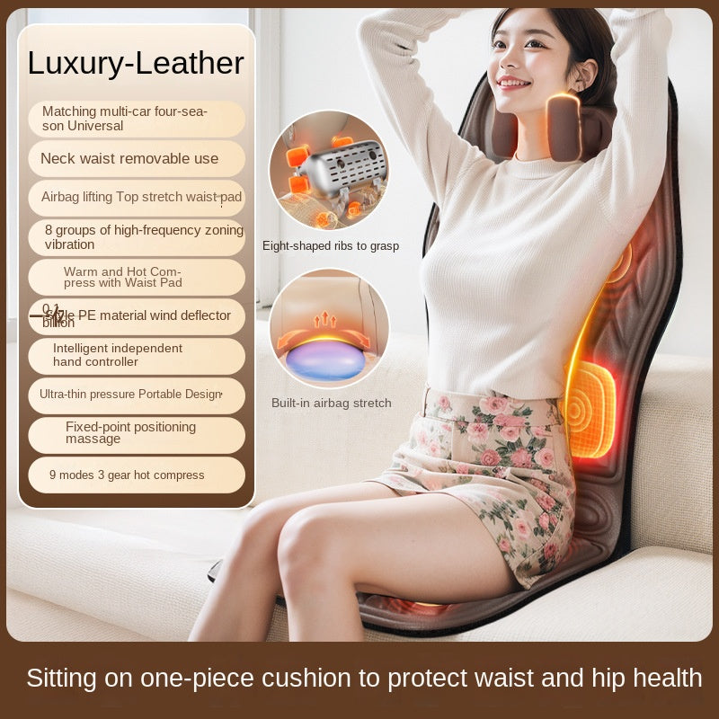 Masajeador cervical para coche y hogar, multifuncional, con calefacción, vibración, cojín de masaje para cuello y espalda, cojín de asiento