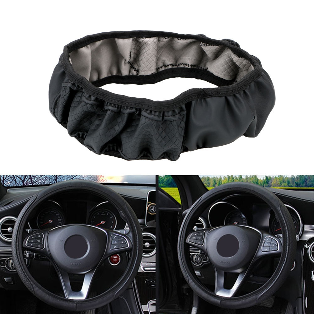 FORAUTO Funda para volante de coche antideslizante, universal, de cuero repujado, para estilizar el coche