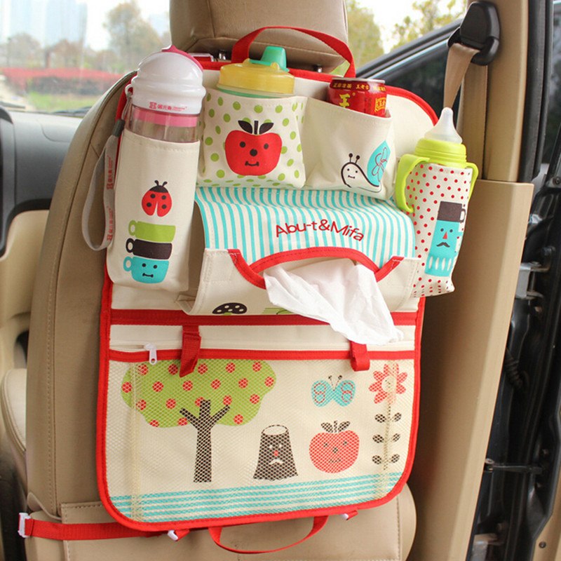 Bolsa de pañales de dibujos animados para mamá, organizador de asiento de coche con aislamiento térmico, bolsas de maternidad para bebe