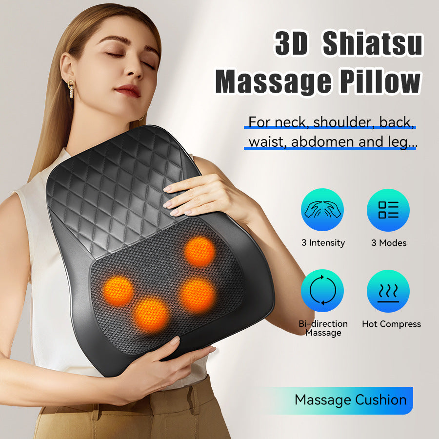 Almohada de masaje relajante con calor para cuello y hombros con amasamiento profundo