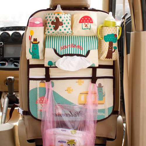 Bolsa de pañales de dibujos animados para mamá, organizador de asiento de coche con aislamiento térmico, bolsas de maternidad para bebe
