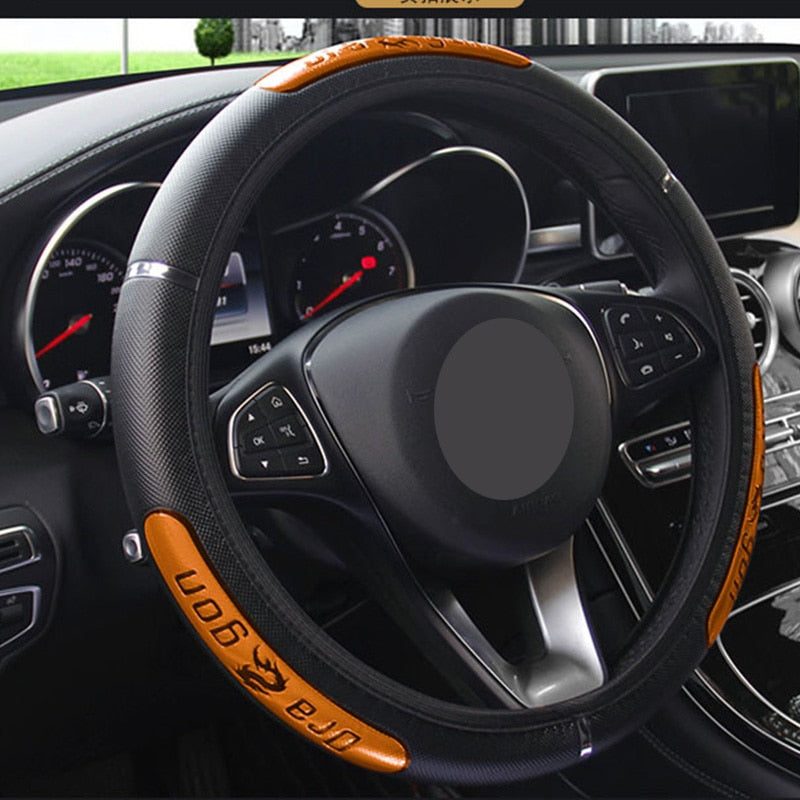 Fundas para volante de coche, 100 % nuevas, de piel sintética reflectante, elásticas, con diseño de dragón chino.