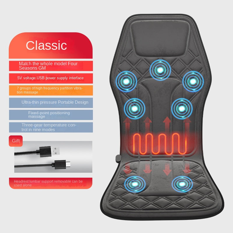 Masajeador cervical para coche y hogar, multifuncional, con calefacción, vibración, cojín de masaje para cuello y espalda, cojín de asiento