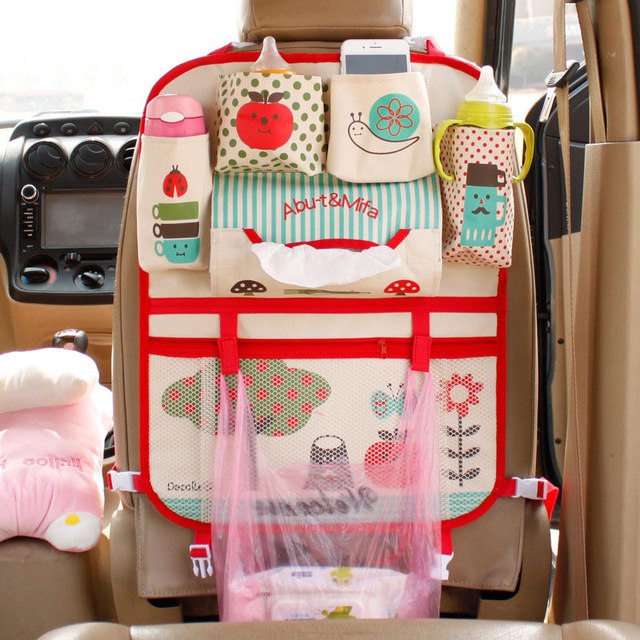 Bolsa de pañales de dibujos animados para mamá, organizador de asiento de coche con aislamiento térmico, bolsas de maternidad para bebe