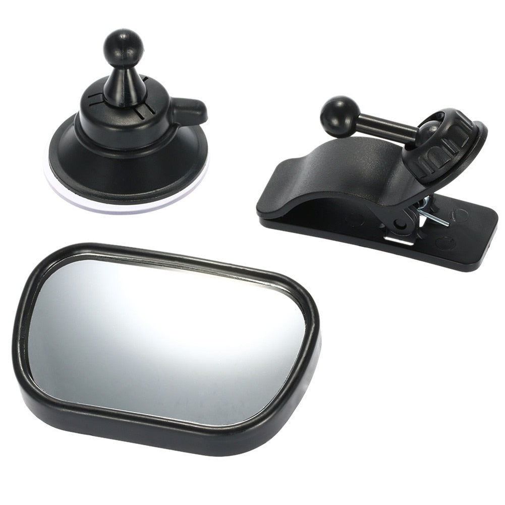Espejo retrovisor 2 en 1 para bebé, convexo, ajustable, para asiento trasero de coche, monitor para bebé y niño.
