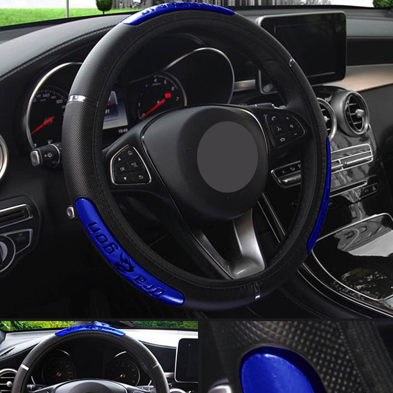 Fundas para volante de coche, 100 % nuevas, de piel sintética reflectante, elásticas, con diseño de dragón chino.