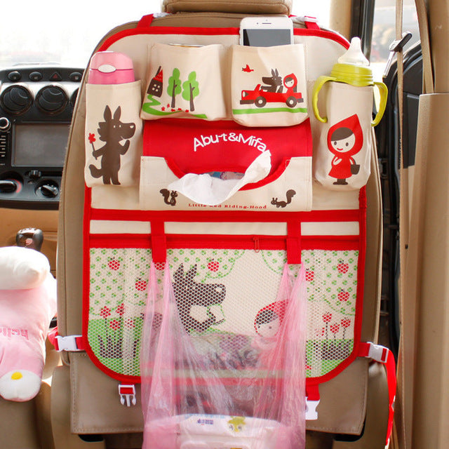 Bolsa de pañales de dibujos animados para mamá, organizador de asiento de coche con aislamiento térmico, bolsas de maternidad para bebe