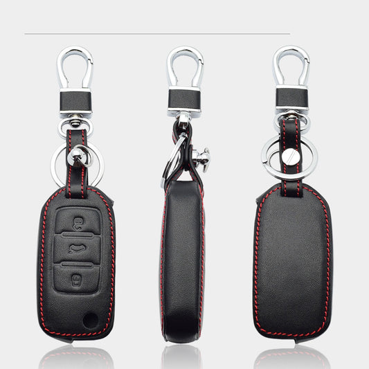 Funda de cuero para llave de coche para VW Volkswagen Polo Golf Passat Beetle Caddy T5 Up Eos Tiguan Skoda A5 SEAT Leon Altea Flip Remote Cover