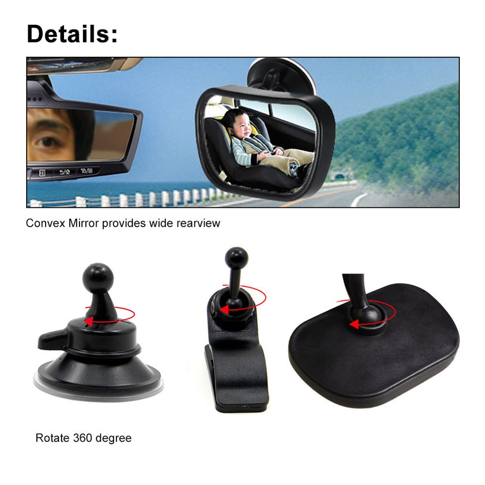 Espejo retrovisor 2 en 1 para bebé, convexo, ajustable, para asiento trasero de coche, monitor para bebé y niño.
