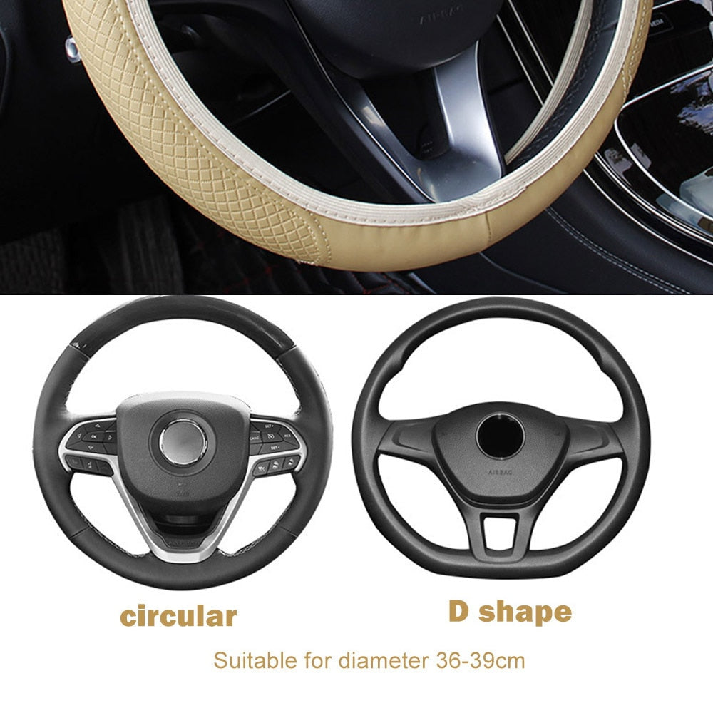 FORAUTO Funda para volante de coche antideslizante, universal, de cuero repujado, para estilizar el coche