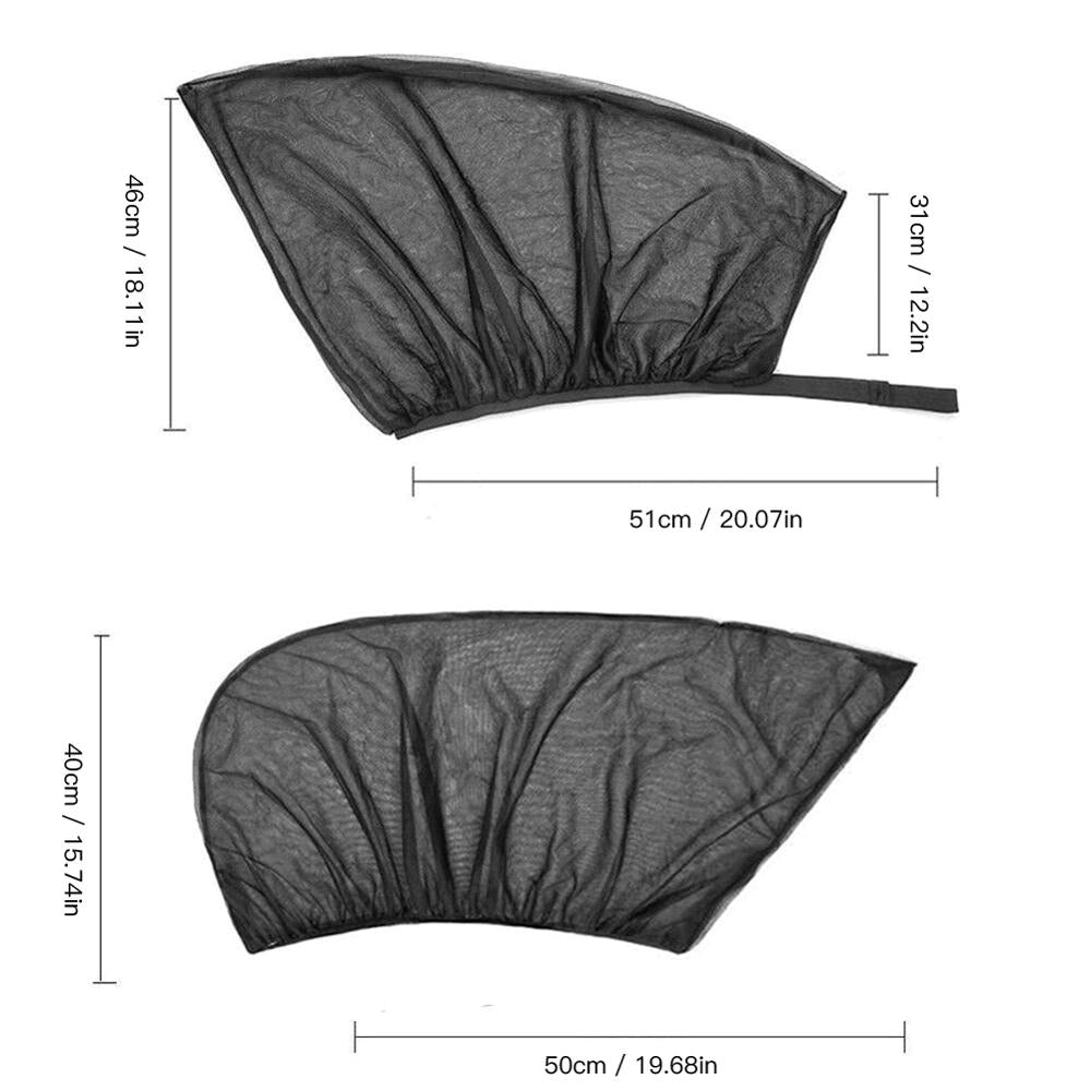 VENTA 4 piezas de parasol para ventana lateral delantera y trasera de coche, cubierta de malla, parasol aislante, tela antimosquitos, protector UV