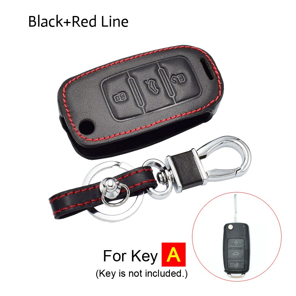 Funda de cuero para llave de coche para VW Volkswagen Polo Golf Passat Beetle Caddy T5 Up Eos Tiguan Skoda A5 SEAT Leon Altea Flip Remote Cover