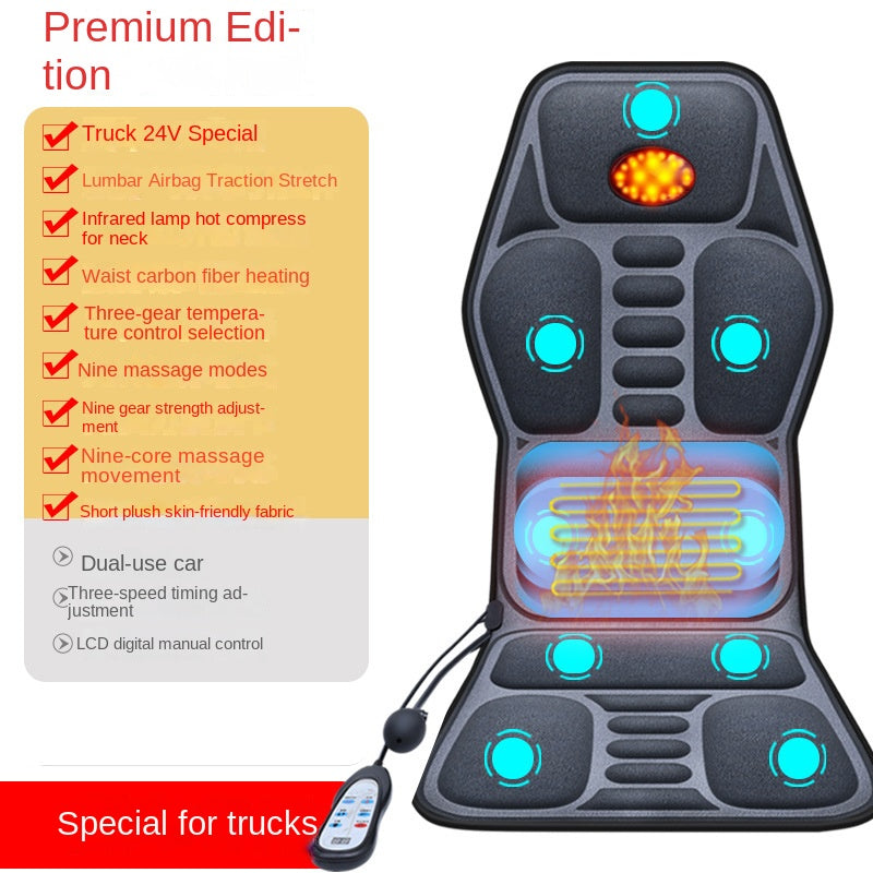 Masajeador cervical para coche y hogar, multifuncional, con calefacción, vibración, cojín de masaje para cuello y espalda, cojín de asiento