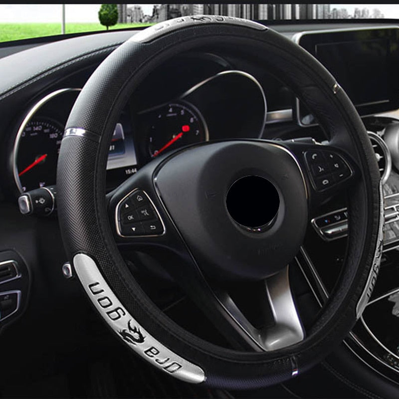 Fundas para volante de coche, 100 % nuevas, de piel sintética reflectante, elásticas, con diseño de dragón chino.