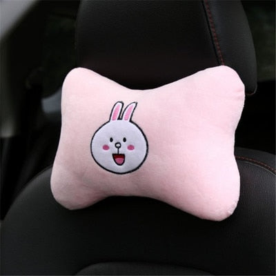 Bonita almohada para reposacabezas de coche con diseño de oso pardo, soporte para el cuello, cojín para asiento interior de coche, accesorios para coc