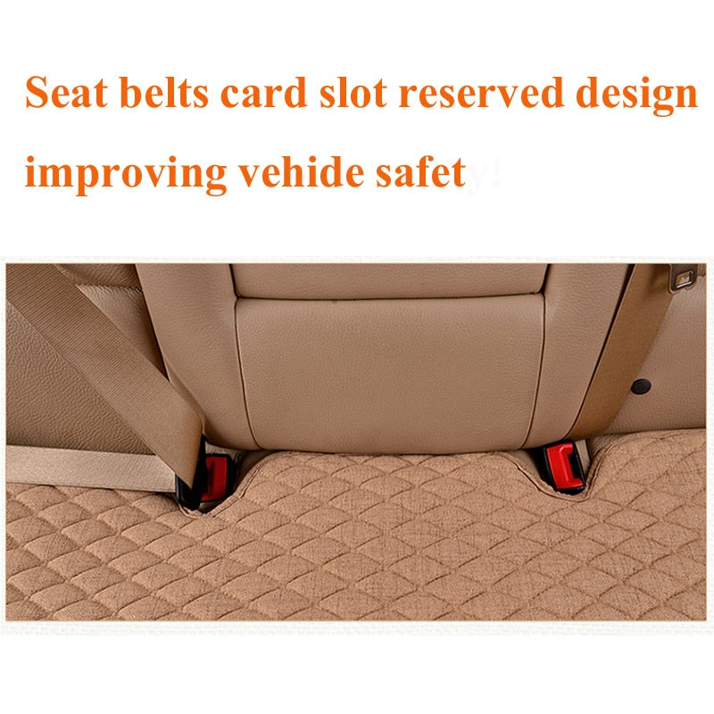 Funda de lino para asiento de coche, para las cuatro estaciones, delantera y trasera, de tela de lino, transpirable, protectora, accesorios para coche