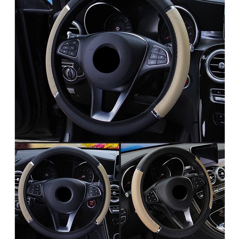 Funda para volante de coche de 38 cm, trenzada, universal, para coche