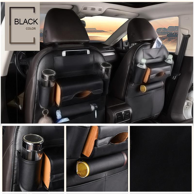Bolsa organizadora para el respaldo del asiento del coche, de viaje, de piel sintética, universal, para guardar y ordenar, para niños y bebidas, acces
