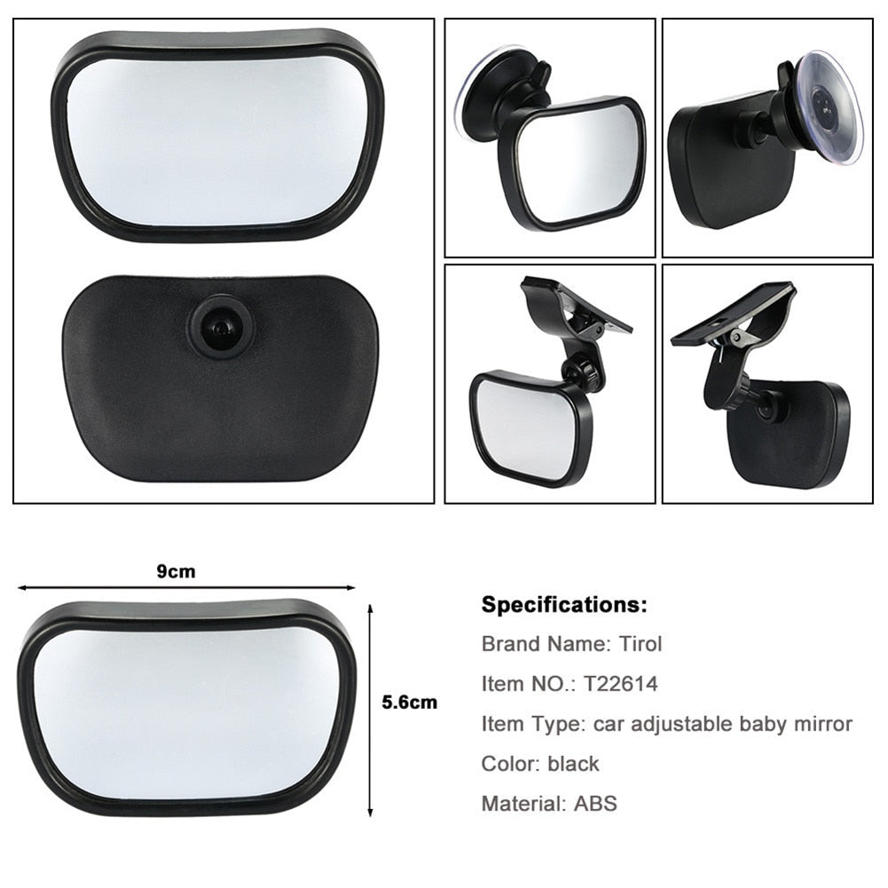 Espejo retrovisor 2 en 1 para bebé, convexo, ajustable, para asiento trasero de coche, monitor para bebé y niño.