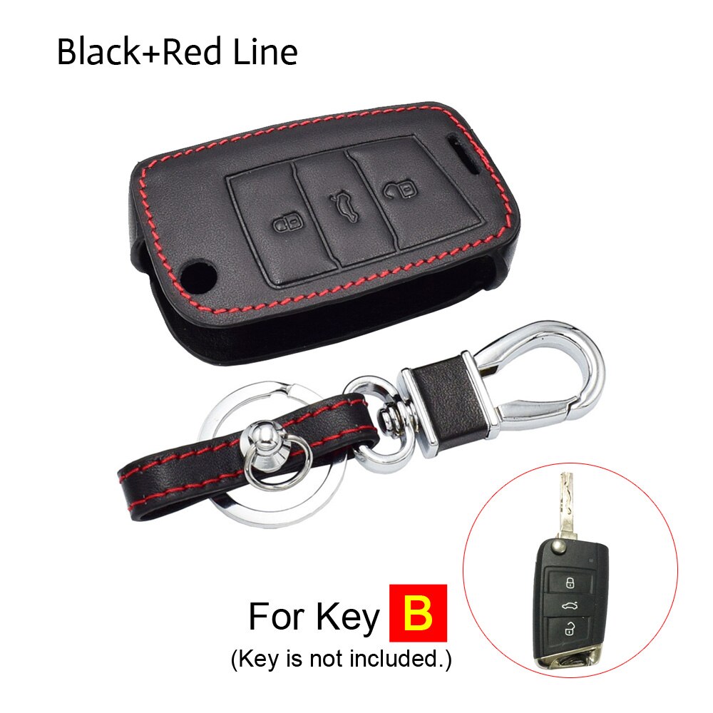 Funda de cuero para llave de coche para VW Volkswagen Polo Golf Passat Beetle Caddy T5 Up Eos Tiguan Skoda A5 SEAT Leon Altea Flip Remote Cover