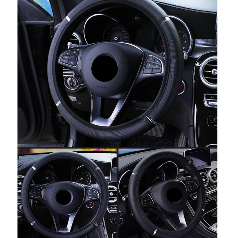 Funda para volante de coche de 38 cm, trenzada, universal, para coche