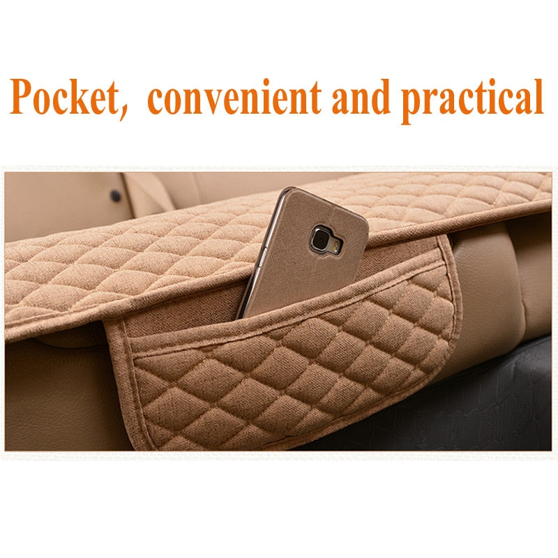 Funda de lino para asiento de coche, para las cuatro estaciones, delantera y trasera, de tela de lino, transpirable, protectora, accesorios para coche