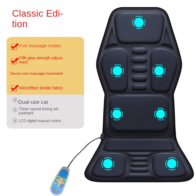 Masajeador cervical para coche y hogar, multifuncional, con calefacción, vibración, cojín de masaje para cuello y espalda, cojín de asiento