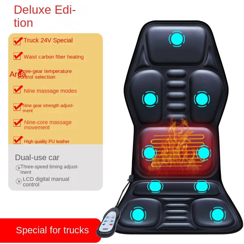 Masajeador cervical para coche y hogar, multifuncional, con calefacción, vibración, cojín de masaje para cuello y espalda, cojín de asiento