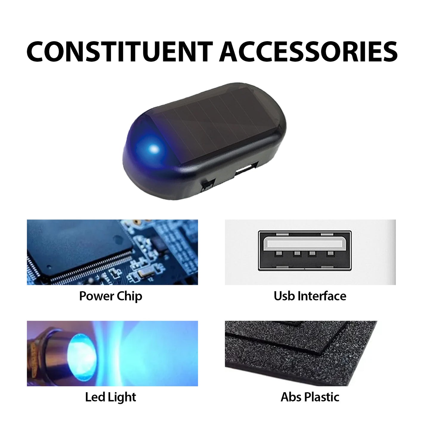 Dispositivo antirrobo para coche, luz LED de alarma antirrobo de inducción con destellos de explosión para reinstalación de cableado.