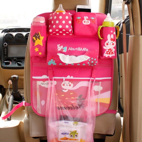 Bolsa de pañales de dibujos animados para mamá, organizador de asiento de coche con aislamiento térmico, bolsas de maternidad para bebe