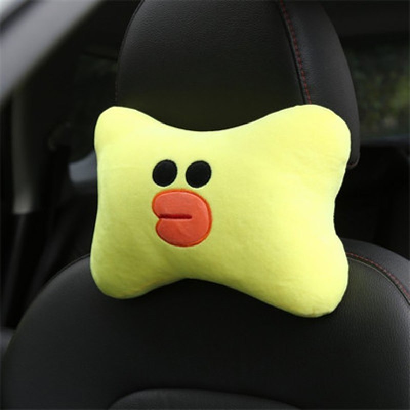 Bonita almohada para reposacabezas de coche con diseño de oso pardo, soporte para el cuello, cojín para asiento interior de coche, accesorios para coc
