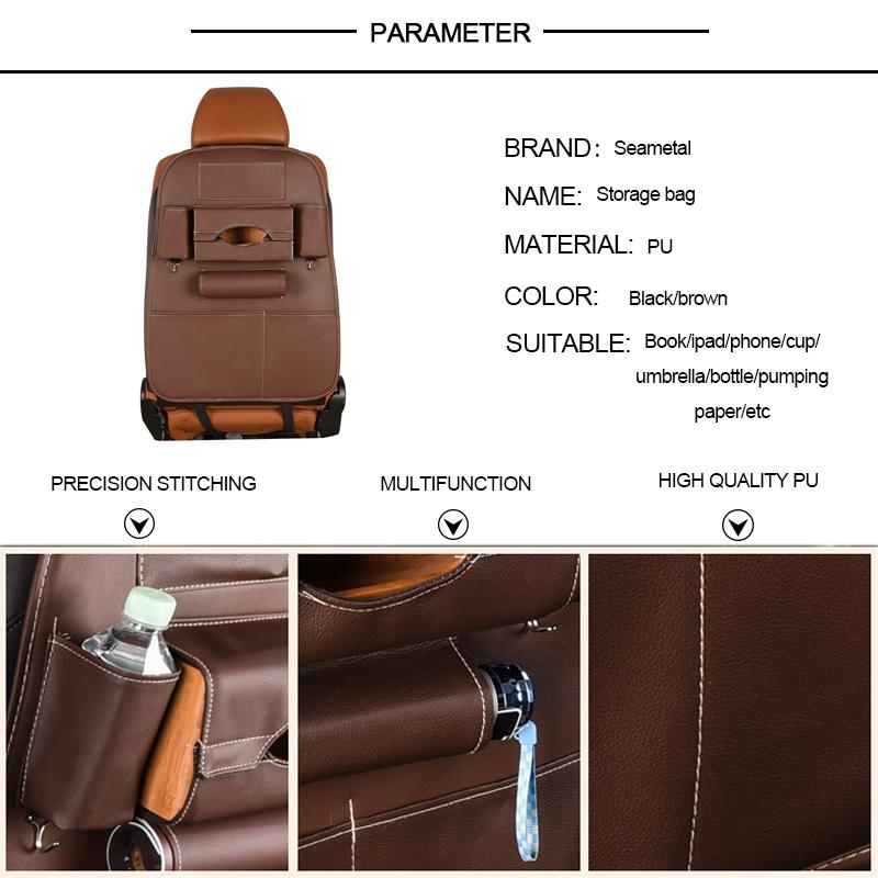 Bolsa organizadora para el respaldo del asiento del coche, de viaje, de piel sintética, universal, para guardar y ordenar, para niños y bebidas, acces