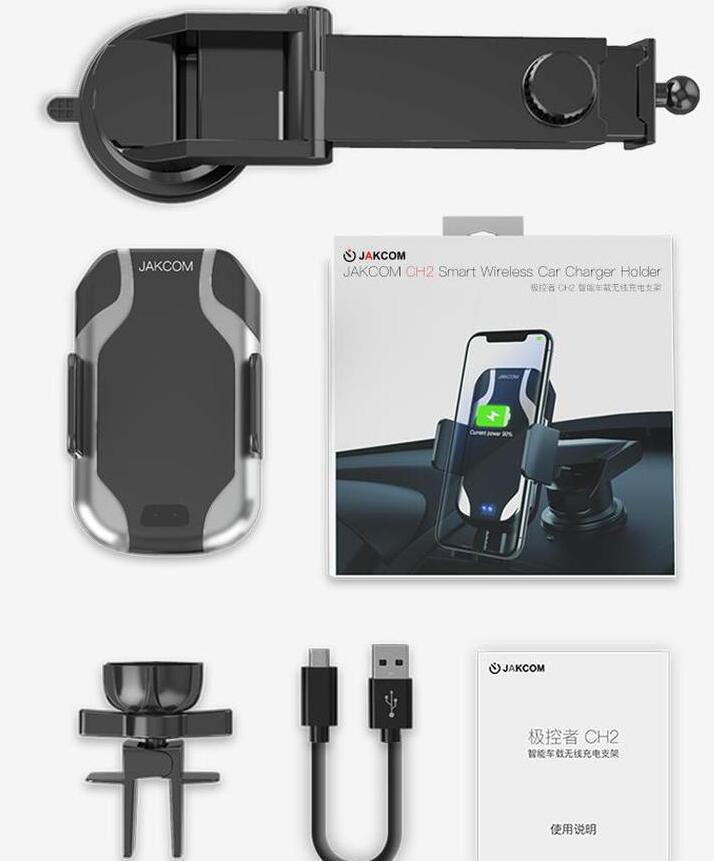 Cargador inalámbrico inteligente para coche JAKCOM CH2: ¡Gran oferta en soportes! Carga rápida Qi con indicador LED. Accesorios.