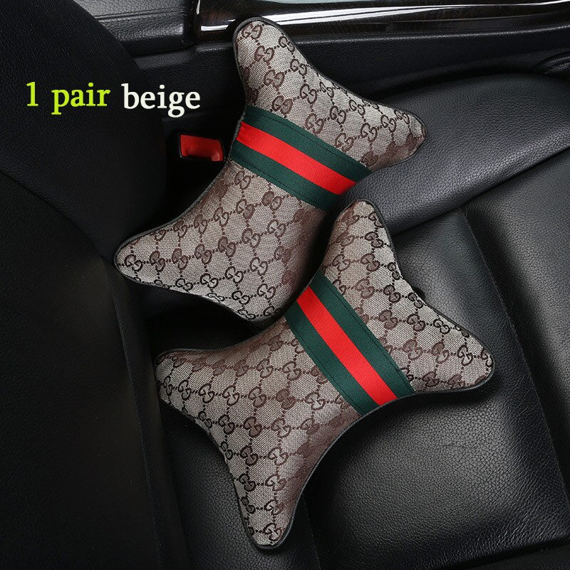 1 par de almohadas para reposacabezas de coche de material de lino de lujo, unisex, transpirables, universales para las 4 estaciones.