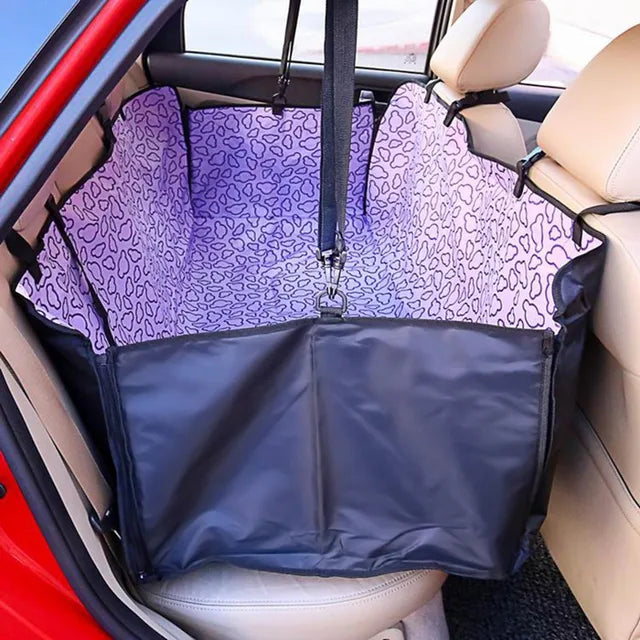 Transportines para mascotas, tela Oxford, estampado de huellas, funda para asiento trasero de coche, impermeable, hamaca, cojín protector