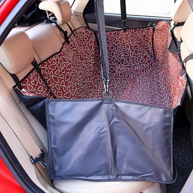 Transportines para mascotas, tela Oxford, estampado de huellas, funda para asiento trasero de coche, impermeable, hamaca, cojín protector