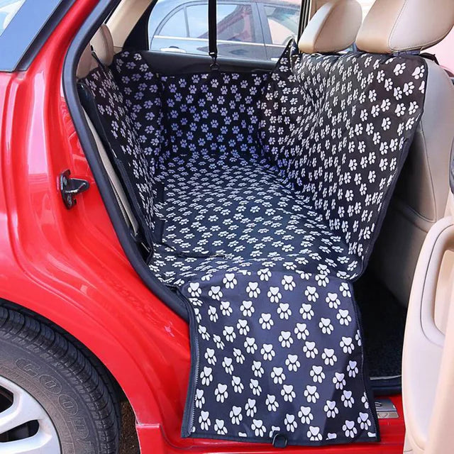 Transportines para mascotas, tela Oxford, estampado de huellas, funda para asiento trasero de coche, impermeable, hamaca, cojín protector