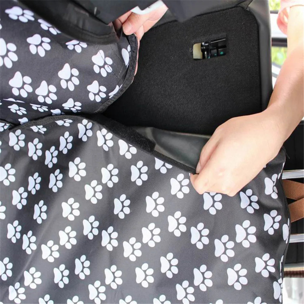 Transportines para mascotas, tela Oxford, estampado de huellas, funda para asiento trasero de coche, impermeable, hamaca, cojín protector