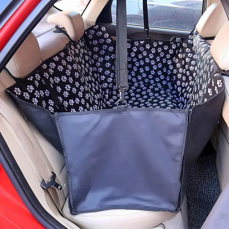 Transportines para mascotas, tela Oxford, estampado de huellas, funda para asiento trasero de coche, impermeable, hamaca, cojín protector