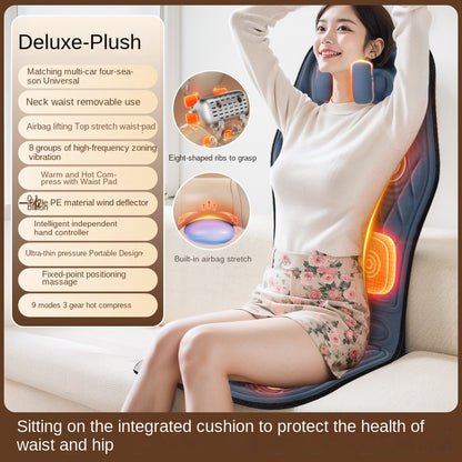 Masajeador cervical para coche y hogar, multifuncional, con calefacción, vibración, cojín de masaje para cuello y espalda, cojín de asiento