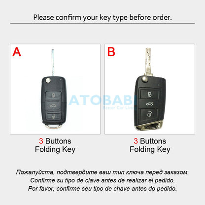 Funda de cuero para llave de coche para VW Volkswagen Polo Golf Passat Beetle Caddy T5 Up Eos Tiguan Skoda A5 SEAT Leon Altea Flip Remote Cover