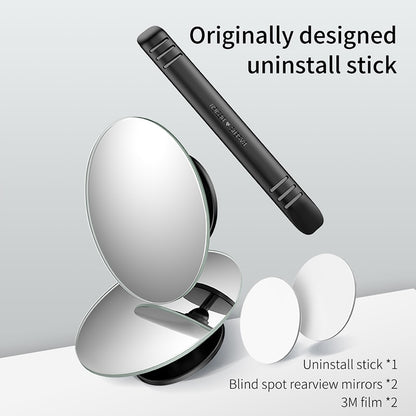 Baseus - Espejo retrovisor convexo HD para coche (2 unidades), gran angular de 360 grados, para puntos ciegos, sin montura